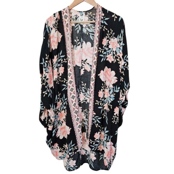 Billabong M/L Kimono Wrap Long Sleeve Floral - Picture 2 of 7